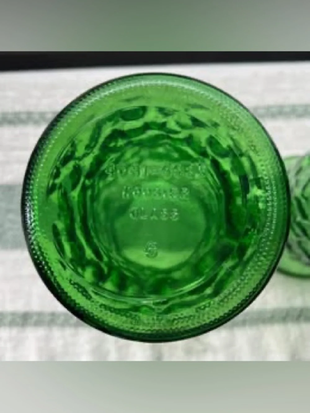 Pair of Vintage Green Textured Glass Vases